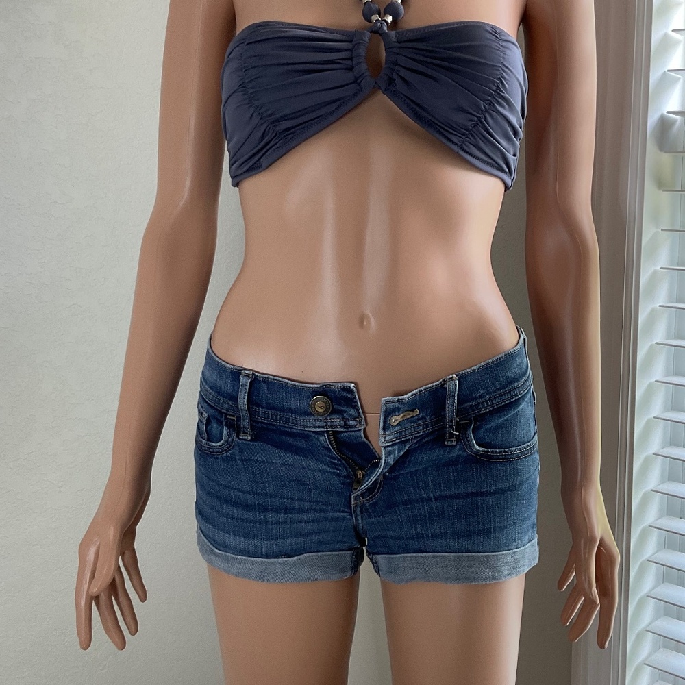 HOLLISTER short shorts Sz 1 blue - Picture 3 of 8